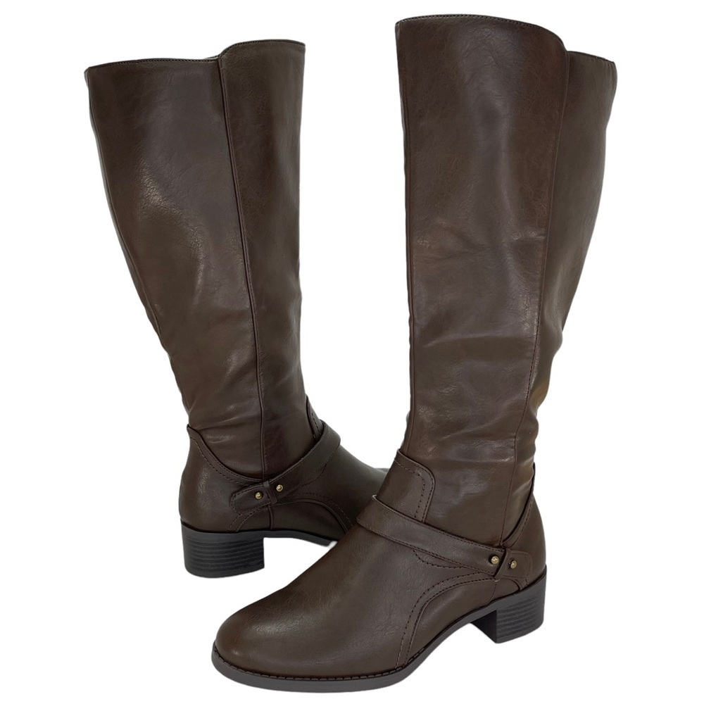 Easy Street Jewel Brown Faux Leather Knee High Womens Boots Size 8W
